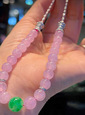 天然老坑高冰透紫色翡翠手串紫翡锁骨链帝王绿转运珠项链手链女款