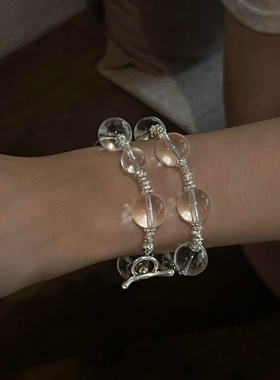 银河气泡巴西双A天然全净体白水晶手串S925纯银清冷感手链男女款