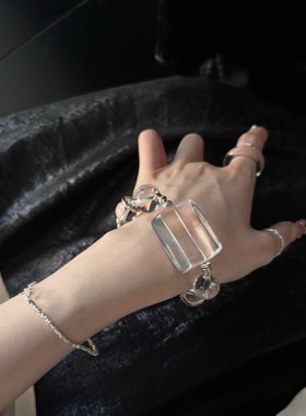 原创设计天然巴西白水晶手链纯银高级感手饰冰透清冷感小众男女款