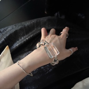 原创设计天然巴西白水晶手链纯银高级感手饰冰透清冷感小众男女款