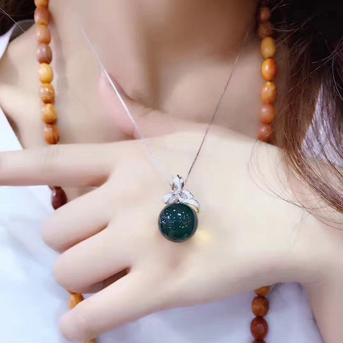 多米尼加高蓝s925吊坠琥珀蜜蜡