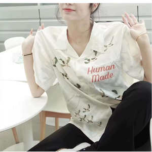 2025年新款飞鸭大雁丝质薄款衬衫短袖夏威夷风衬衣男女宽松T恤 潮