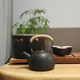 粗陶壶围炉煮茶壶陶瓷家用电陶炉泡茶壶明火碳烧水壶卡式炉提梁壶