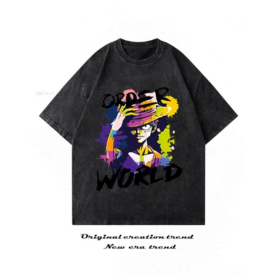 夏季涂鸦宽松圆领潮牌ins短袖t恤