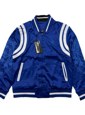 平替SLP 重工刺绣双面烫钻撞色大码棒球服潮春秋横须贺外套夹克