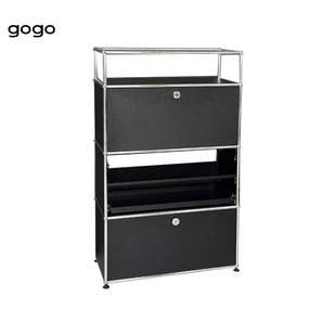 包豪斯客厅斗柜储物柜不锈钢模块化斗柜收藏柜客厅家用中古展示柜