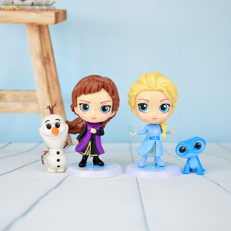 q版冰雪奇缘2手办爱莎艾莎公主安娜雪宝公仔模型礼物玩偶烘培摆件
