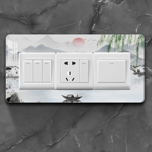 开关装饰画防脏创意3d立体亚克力自粘创意墙洞遮挡插座美化边框套