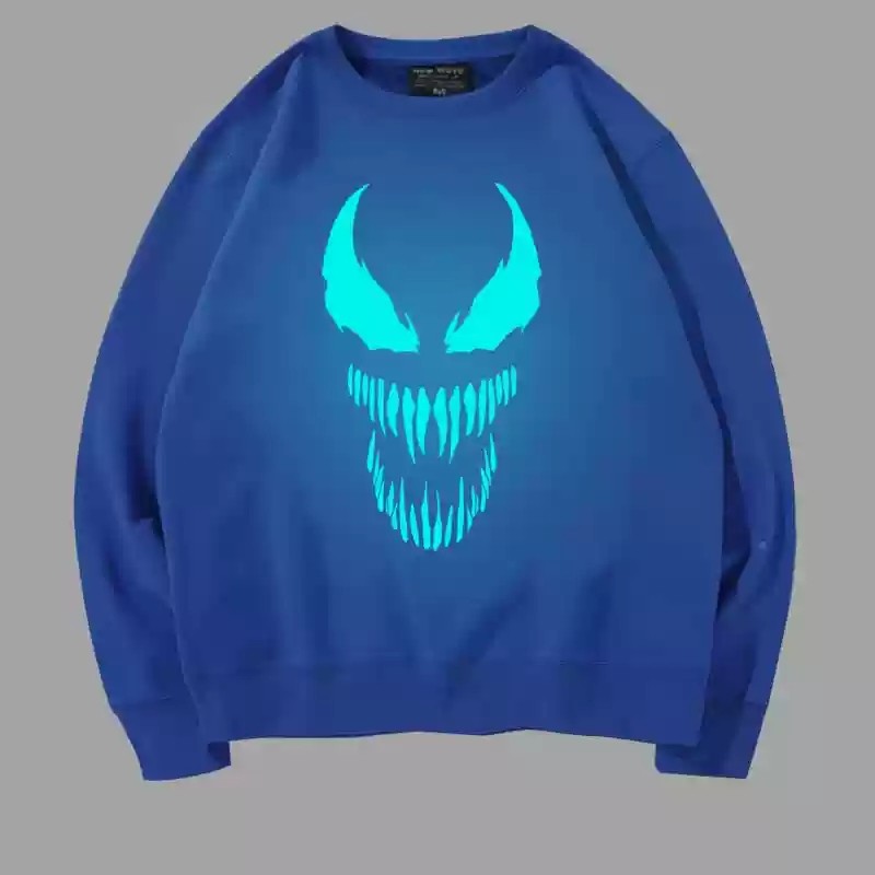 男童毒液卫衣春新款加绒中大童圆领套头卫衣夜光毒液恶魔宽松上衣