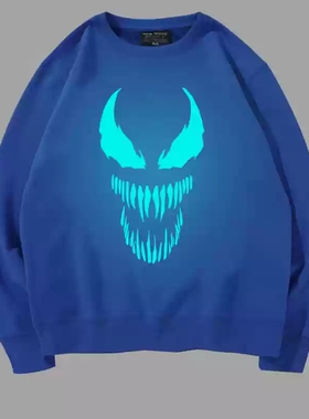 男童毒液卫衣春新款加绒中大童圆领套头卫衣夜光毒液恶魔宽松上衣