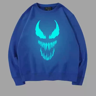 男童毒液卫衣春新款加绒中大童圆领套头卫衣夜光毒液恶魔宽松上衣