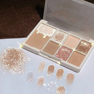 XIXI杏仁榛子眼影盘珠光亮晶晶闪粉自然提亮哑光持久奶茶色平价款