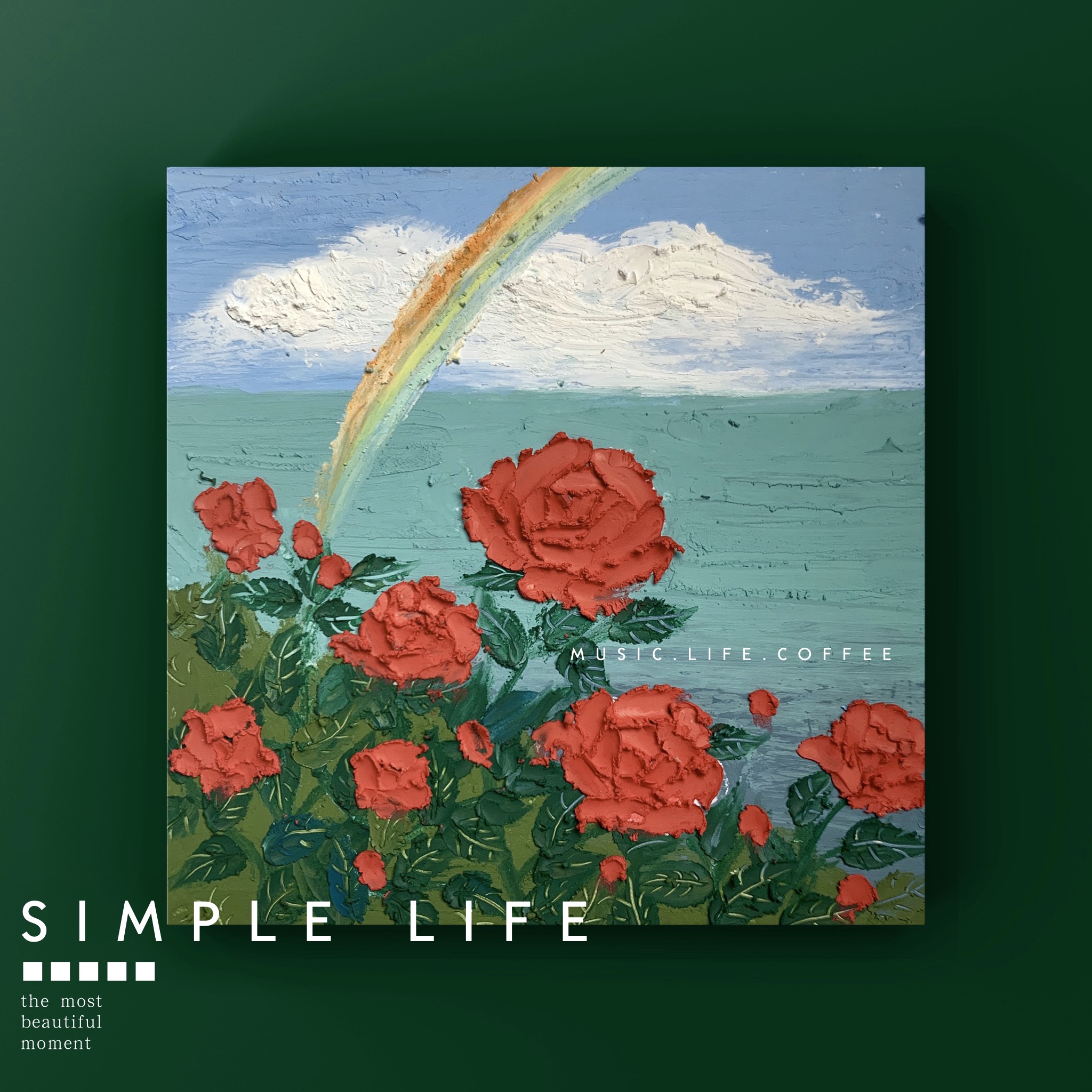原创迷你小油画棒画 手工手绘成品装饰画 彩虹玫瑰花浪漫花卉风景