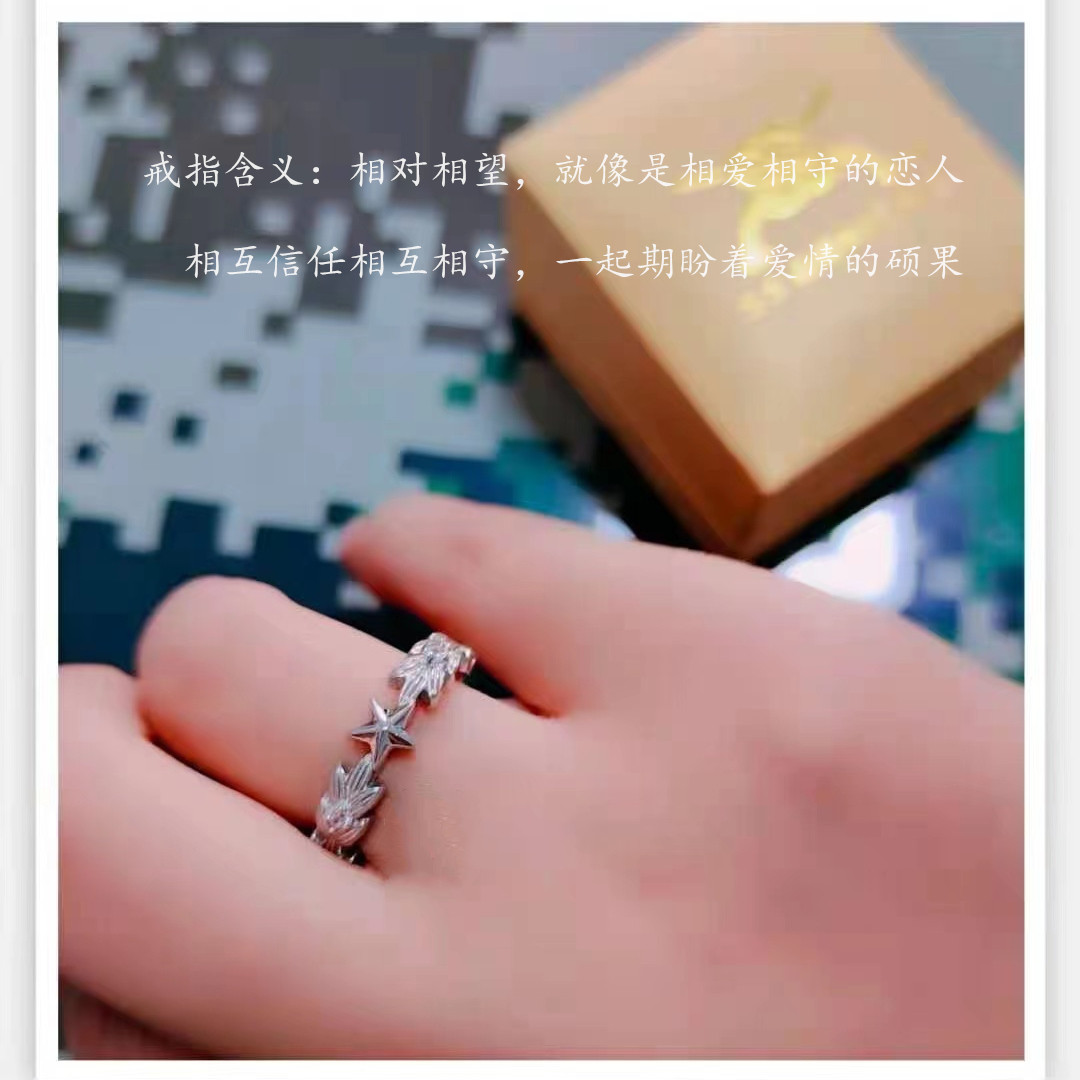 五角星松枝戒指情侣礼物表白