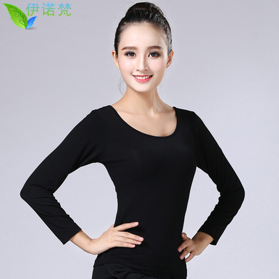 舞蹈练功服上衣女黑色莫代尔修身