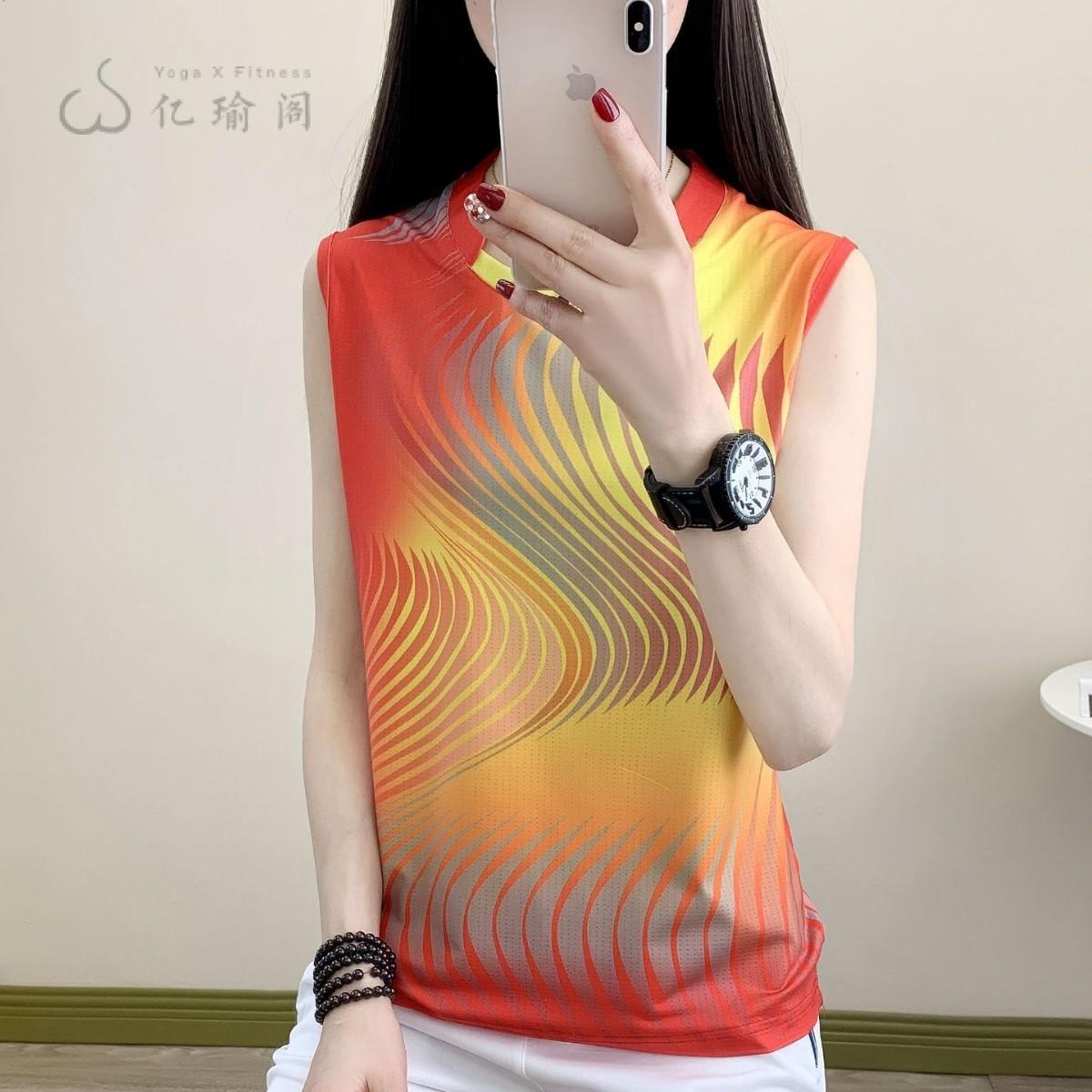 背心大码速干衣女袖立领恤超透气