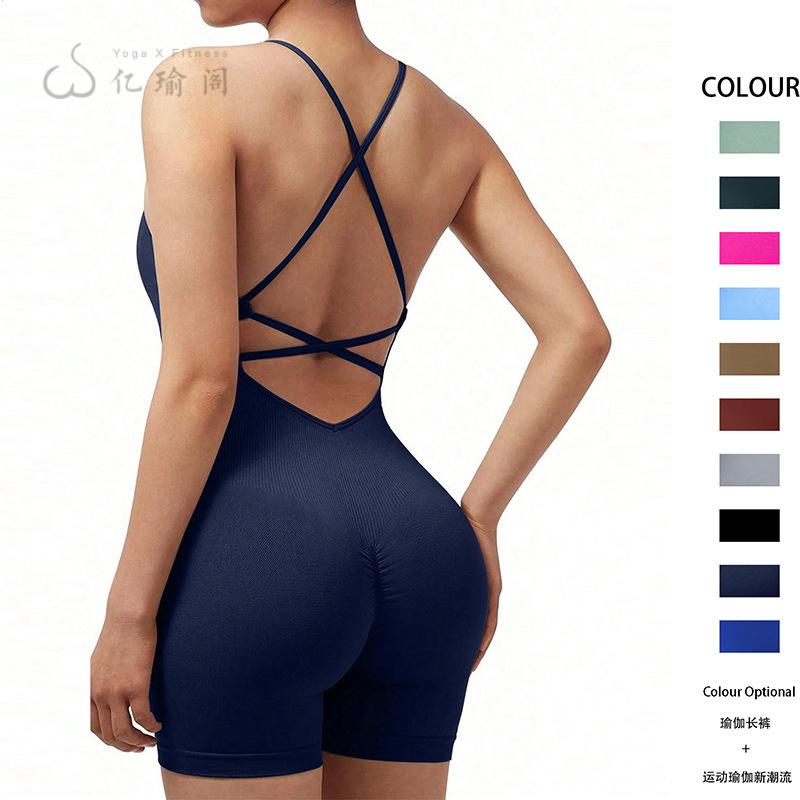 美背健身服外穿速干衣瑜伽连体衣