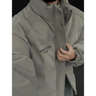 复古棉衣外套立领面包服 加厚保暖高级感痞帅美式 PU皮棉服男款 冬季