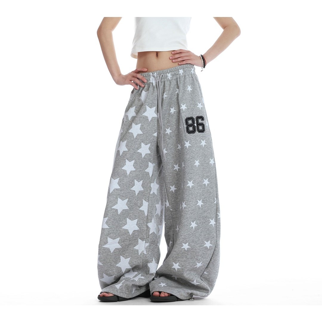 美式复古灰色慵懒风垂感卫裤男女爵士舞宽松直筒阔腿运动休闲长裤