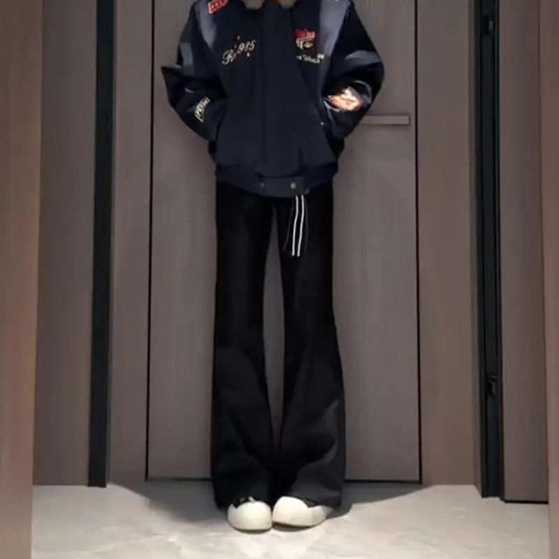 黑色西裤男款春夏季cleanfit裤子垂感高级感微喇直筒裤