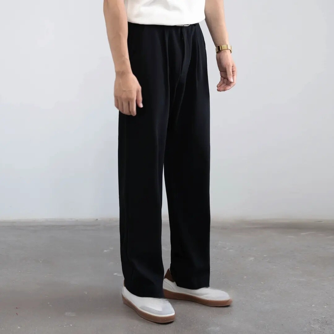 宽松直筒版型 净版简约垂顺无弹力春夏季休闲裤西裤