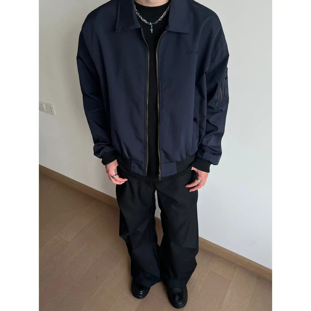 美式复古vibe翻领飞行员夹克外套男女秋季新款休闲宽松简约夹克潮