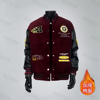 重工刺绣棒球棉服外套男款秋冬季加厚保暖美式复古痞帅青少年棉衣