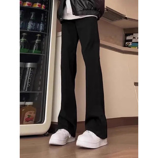 cleanfit黑色西裤垂坠感高级感男生穿搭裤子男款修身直筒微喇长裤