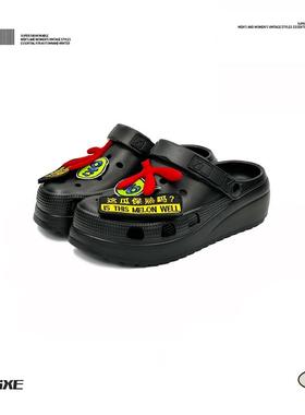 VISOONS夏季厚底踩屎感洞洞鞋女款2025新款软底网红居家防滑