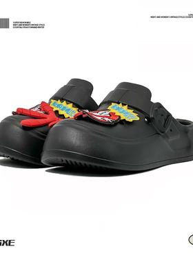 VISOONS异次元外穿洞洞鞋时尚创意凉拖女2025新款包头厚底半拖鞋