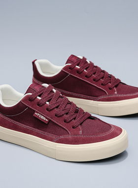 男鞋2025秋季新款帆布鞋男低帮日系复古潮流百搭经典黑色休闲板鞋