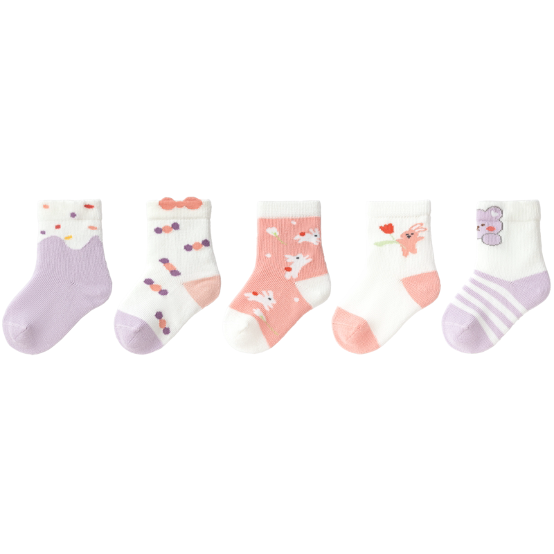 巴拉巴拉儿童袜子女童婴儿宝宝男孩中筒袜春秋新款童袜棉袜0一3月