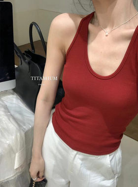 【孤品清仓】METWO挂脖工字背心修身外穿显瘦纯欲短款上衣08314