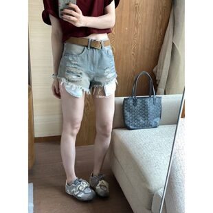 【孤品清仓】METWO 8735#高定!高腰做旧牛仔短裤女