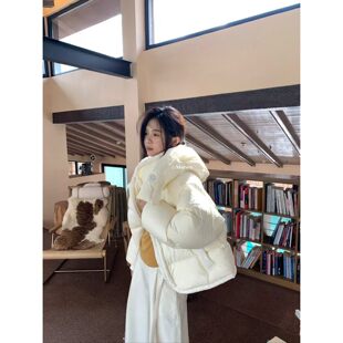 2167白色连帽羽绒服女大连帽棉服外套 METWO 孤品清仓