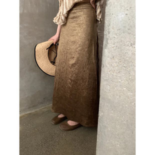 半身裙08001 METWO光感咖设计感小众显瘦中长款 孤品清仓