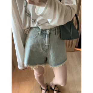 小个子休闲热裤 毛边牛仔短裤 METWO 08372 孤品清仓