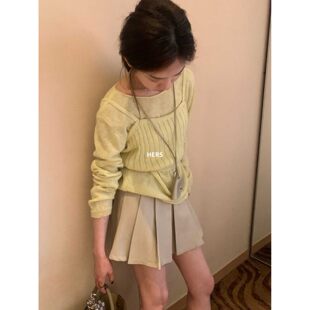 hers奶黄设计感毛衣 METWO 吊带背心两件套女20429 孤品清仓