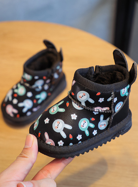 宝宝棉鞋冬款男0-1-3岁加绒加厚儿童防水雪地靴软底婴儿学步鞋女2