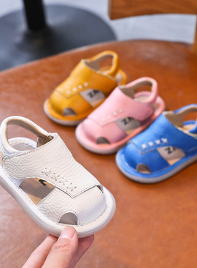 真皮宝宝凉鞋男宝0-1-3岁夏季新款婴幼儿软底学步鞋2女童防滑鞋子