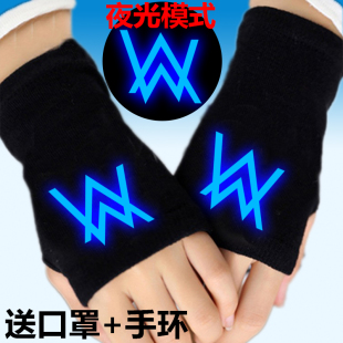 AlanWalker艾伦沃克夜光半指手套男女学生保暖Faded同款 秋冬新款