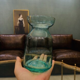 忠俊 纯手工制作 024号蓝绿色小花瓶 洗脸池花插 水培容器 瑕疵