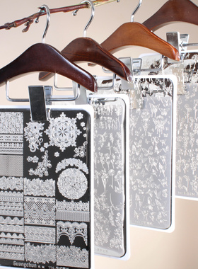 光纯美甲印花钢板拉布布手绘卡通图案KT转印板精致蕾丝国风花卉