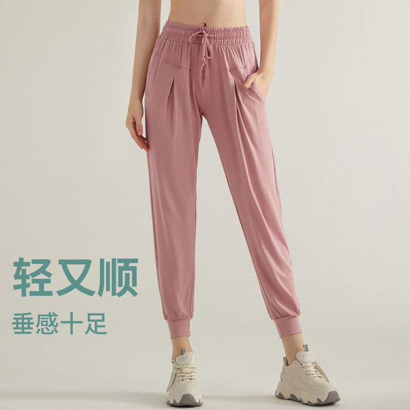 瑜伽裤宽松版女抽绳九分跑步运动健身裤