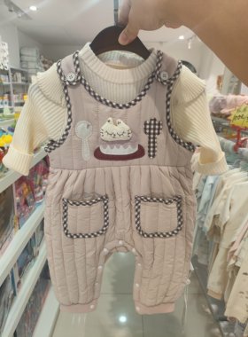 衣拉拉 摇篮宝贝专柜正品婴儿羽绒背心两件套秋冬装连体衣哈衣
