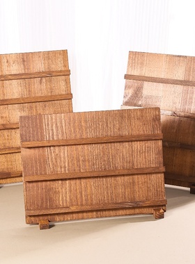 胡桃色展示架多层卡纸作品展示板美甲直播展示架一体式阶梯型木架