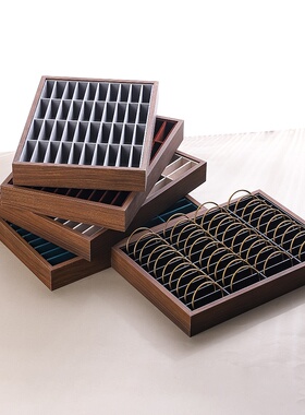 胡桃色40位手镯看货盘手链手串饰品盘高档手镯直播摆摊陈列道具盒