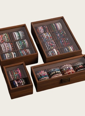 高档手表盒带盖防尘水晶手链手串首饰收纳盒手表佛珠文玩展示盒子