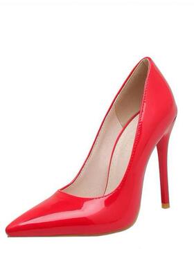 糖果色漆皮超高跟单鞋黄色高跟鞋红色细跟单鞋大码44 45 46 47 48