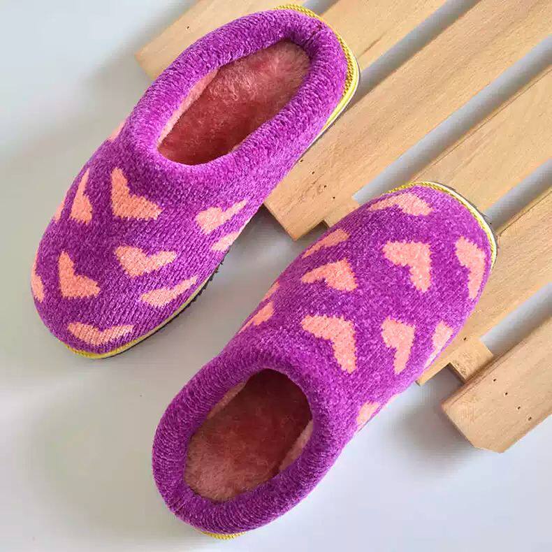 秋冬季新款防滑加绒加厚保暖情侣款针织棉拖鞋成品手工毛线婚假鞋